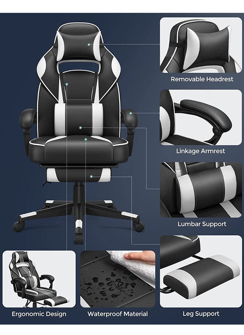 SONGMICS - SONGMICS Black and White OBG73BW Advanced Gaming Chairs for Playstation, Office, Gaming Station, Home, Study Room - Image 1