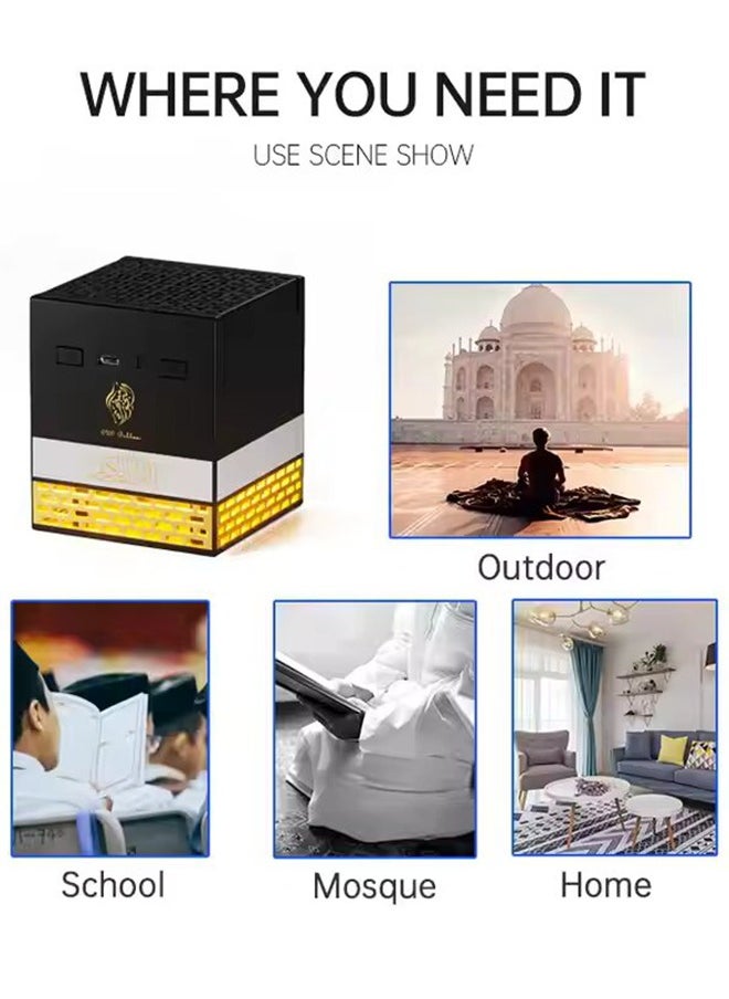 Kaaba Bakhoor Incense Burner with Quran Speaker, Remote Controlled Multi LED Night Lamp Featuring 114 Quran Chapters, 18 Reciters and 15 Languages, App Controlled Electric Incense Burner Perfect Gift for all Occasion