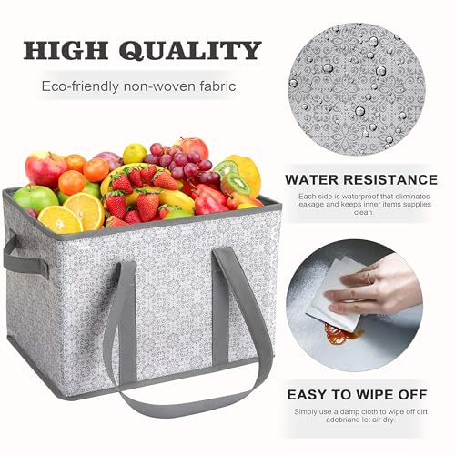 WISELIFE Reusable Grocery Bags [3 Pack],Large Grocery Tote Bag Water Resistant Shopping Bags Foldable Grocery Bag for Clothes,Shoes and Picnic - Image 4