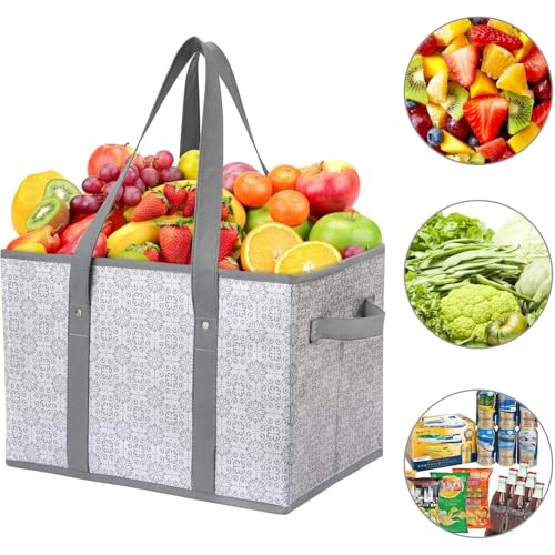 WISELIFE Reusable Grocery Bags [3 Pack],Large Grocery Tote Bag Water Resistant Shopping Bags Foldable Grocery Bag for Clothes,Shoes and Picnic - Image 2