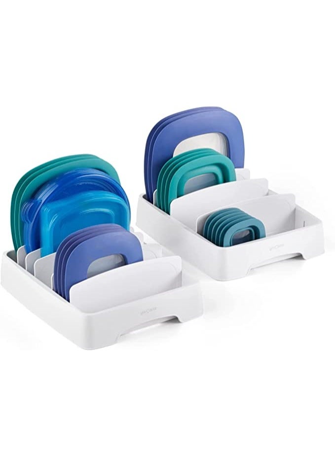 يوكوبيا YouCopia StoraLid Adjustable Food Container Lid Organizer, Kitchen Cabinet Storage for Plastic Lids, BPA-Free, Space-Saving, Adjustable Dividers, Small, Pack of 2- 50379 - Image 1