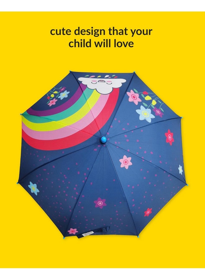 Destinio Umbrella for Kids - Stylish Cute & Child Safe kids umbrella for girls & boys - 100% Waterproof; Small Umbrella for Kids, Girls, Boys, and Baby (19 Inch, Blue (Rainbow)) - Image 2