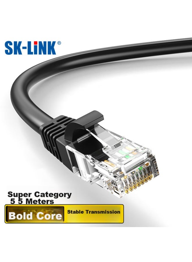 Sk-link Cat5e High-speed 100mbps Ethernet Cable, Professional-grade Network Patch Cord For Home, Gaming, Renovation, Computer, Broadband, 5 Meters - Image 1