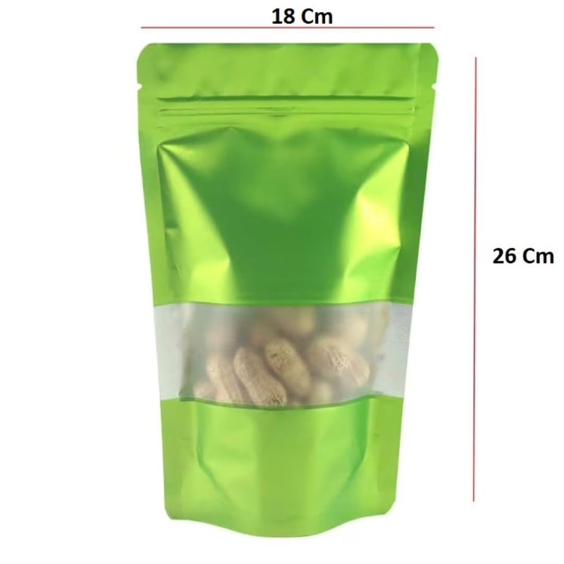 Adaamya Adaamya 850 Gm 50 Pcs Matt Green Reusable Zip Lock Food Grade Stand Up Pouch Size 18 X 26 CM Pouch Bags for MultiPurpose Storage Matt Green - Image 2