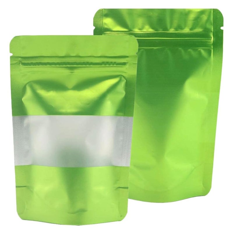 Adaamya Adaamya 850 Gm 50 Pcs Matt Green Reusable Zip Lock Food Grade Stand Up Pouch Size 18 X 26 CM Pouch Bags for MultiPurpose Storage Matt Green - Image 1