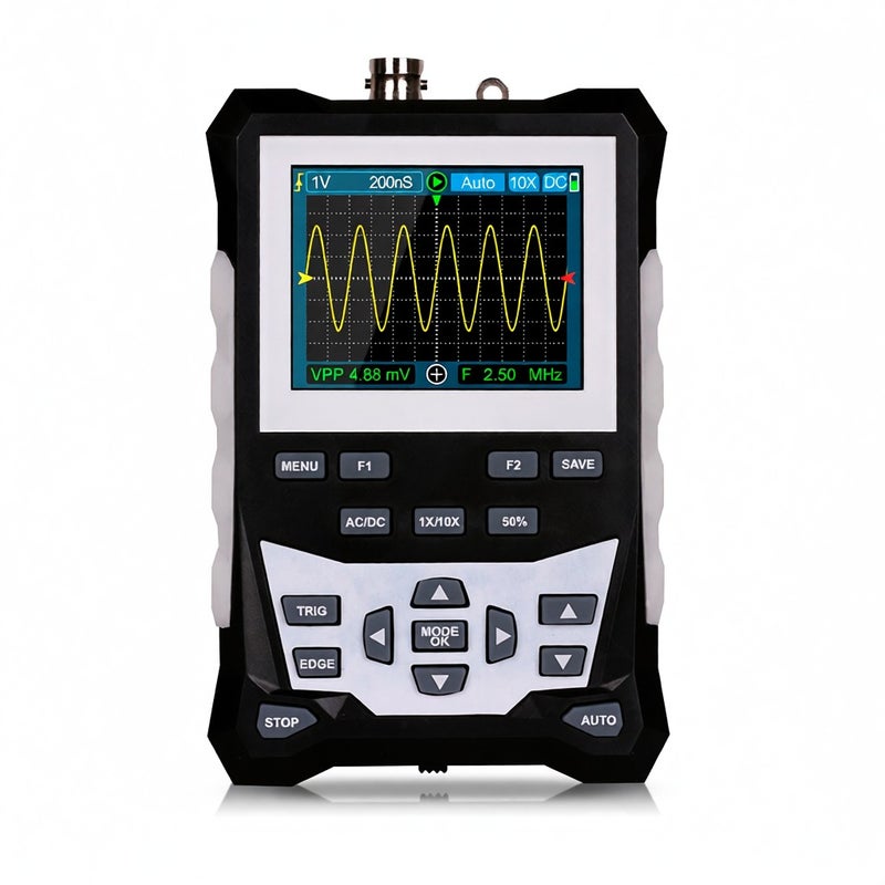 مقياس تذبذب رقمي بشاشة ملونة TFT بدقة عالية 320 × 240 وقطر 2.4 بوصة TOOLTOP DS0120M، عرض نطاق ترددي 120 ميجاهرتز، معدل أخذ عينات 500 ميجا عينة في الثانية – أداة احترافية مع إضاءة خلفية وتخزين أشكال الموجات - Image 1