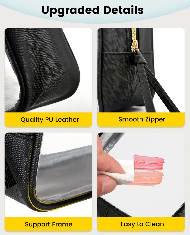 Vorspack Travel Makeup Bag - 3 Pack Travel Toiletry Bag For Women Clear Cosmetic Bag Makeup Organizer Zipper Pouch For Travel Essentials Storage - Black - Image 3