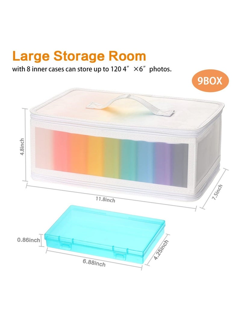 Captaintech Photo Storage Bag 4x6, 10 Inner Large Box Cases Store up to 1000 Photos, Organizer Cards Craft Keeper with Handle for Puzzles Seed Packets (9 Colors) - Image 2