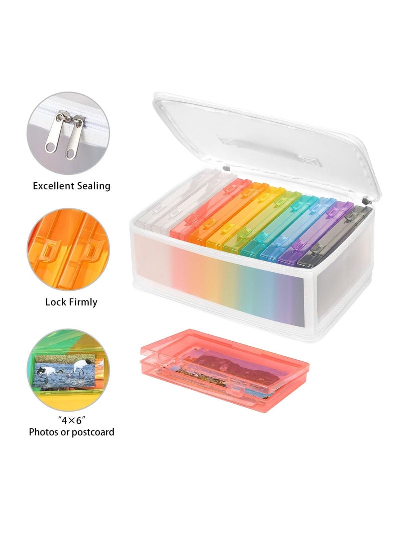 Captaintech Photo Storage Bag 4x6, 10 Inner Large Box Cases Store up to 1000 Photos, Organizer Cards Craft Keeper with Handle for Puzzles Seed Packets (9 Colors) - Image 4