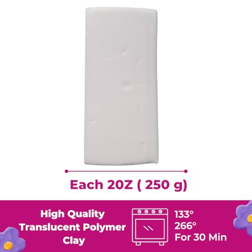Oytra Oven-Bake Polymer Clay : Elastico Series 250g / 8OZ Translucent Flexible Clay for Jewelry, Keychain Making, white - Image 2