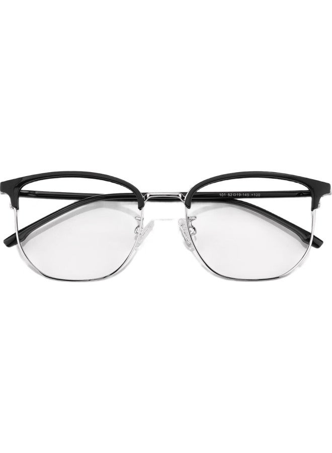 Oona Reading Glasses For Men And Women, High-Definition Anti-Blue Light Anti-Radiation Glasses, Black And Silver - Image 1