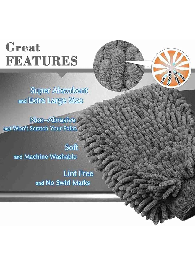 Glitz Car Wash Mitt, Scratch-Free Chenille Microfiber Double Sided Washing Mitts, Dual Sided Cleaning Gloves For Dirt & Bugs, Sponge Cloths For Cars, Home, Furniture, Trucks, Boats (2Pack) - Image 3