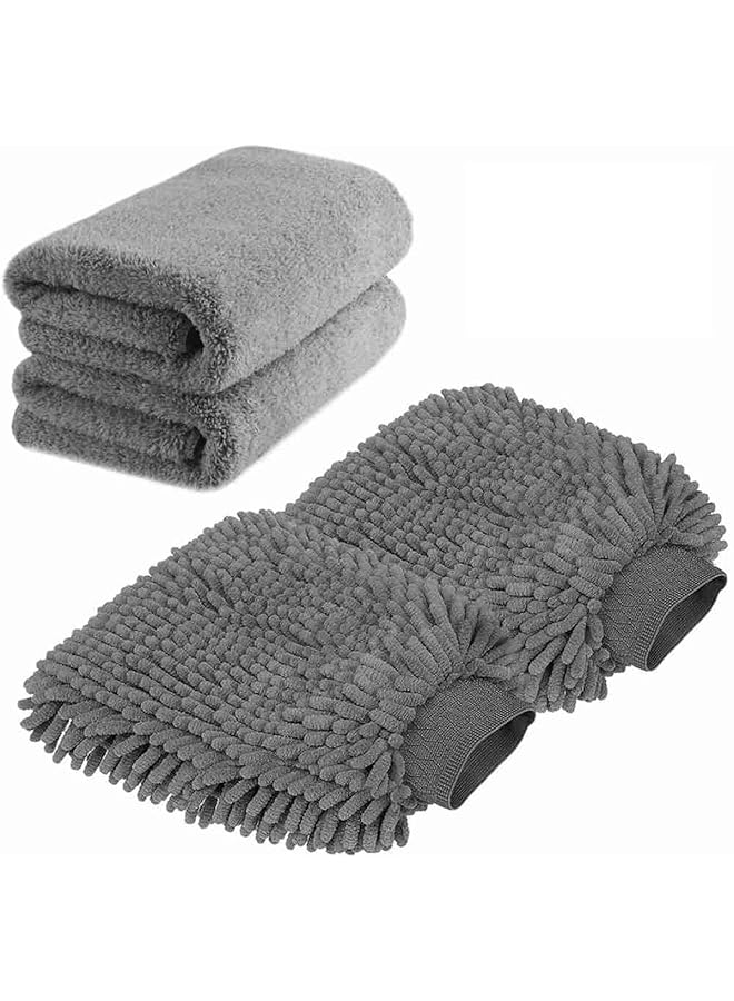 Glitz Car Wash Mitt, Scratch-Free Chenille Microfiber Double Sided Washing Mitts, Dual Sided Cleaning Gloves For Dirt & Bugs, Sponge Cloths For Cars, Home, Furniture, Trucks, Boats (2Pack) - Image 1