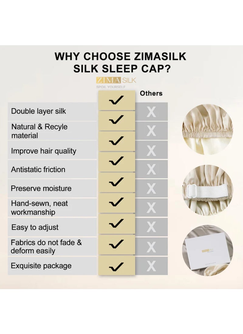 ZIMASILK Double Layered 100% Silk Adjustable Sleep Cap  - Image 5