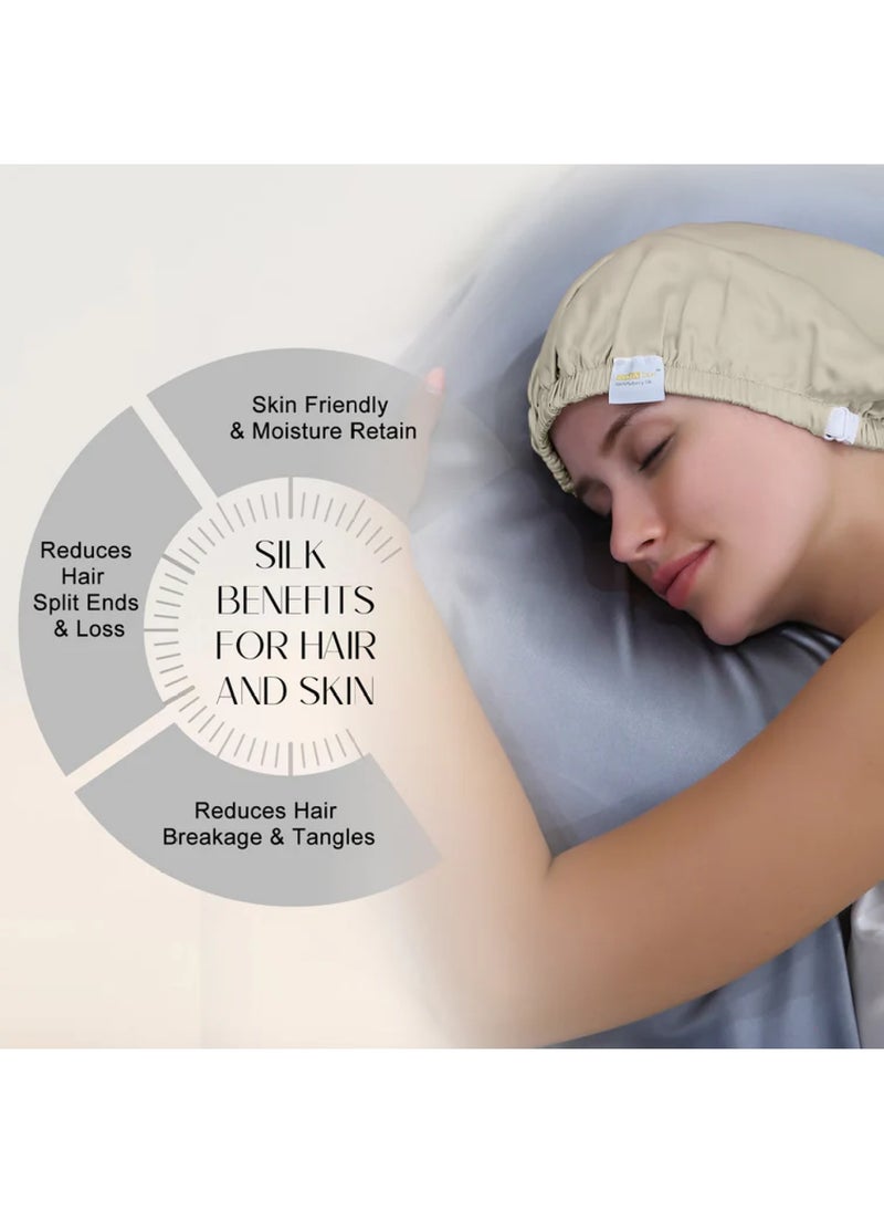 ZIMASILK Double Layered 100% Silk Adjustable Sleep Cap  - Image 4