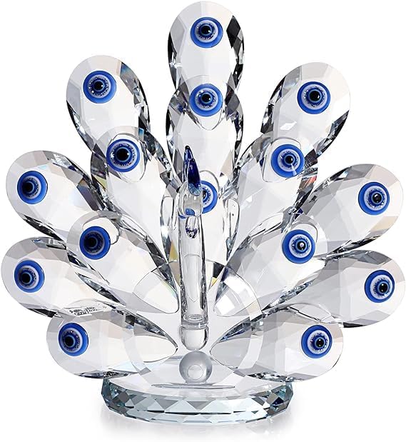 Ad Fresh A.D.FRESH Decorative Crystal Peacock Transparent Glass Showpiece for Home Decor/Office/Shelf Table/Desktop/Living Room Decor, Crystal Glass Peacock Figurine Ornament Paperweight Peafowl Centerpieces - Image 3