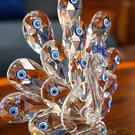 Ad Fresh A.D.FRESH Decorative Crystal Peacock Transparent Glass Showpiece for Home Decor/Office/Shelf Table/Desktop/Living Room Decor, Crystal Glass Peacock Figurine Ornament Paperweight Peafowl Centerpieces - Image 2