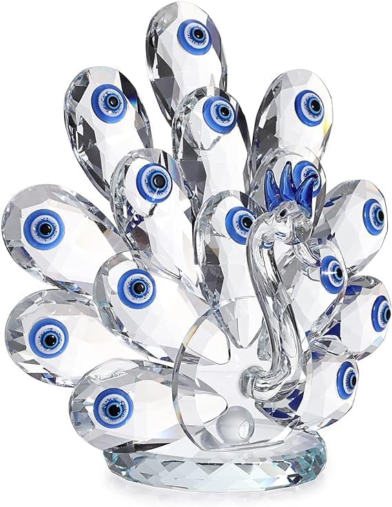 Ad Fresh A.D.FRESH Decorative Crystal Peacock Transparent Glass Showpiece for Home Decor/Office/Shelf Table/Desktop/Living Room Decor, Crystal Glass Peacock Figurine Ornament Paperweight Peafowl Centerpieces - Image 1