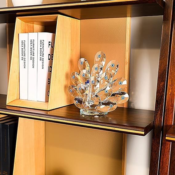 Ad Fresh A.D.FRESH Decorative Crystal Peacock Transparent Glass Showpiece for Home Decor/Office/Shelf Table/Desktop/Living Room Decor, Crystal Glass Peacock Figurine Ornament Paperweight Peafowl Centerpieces - Image 4