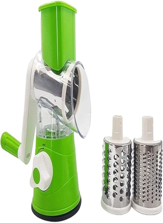 Spaceshoop Rotary Vegetable Slicer,Manual Vegetable Slicer, Multifunctional Vegetable and Fruit Cutter,Multifunctional Rotary Cheese Grater Kitchen Food Chopper for Vegetable Cheese Fruit(Green)