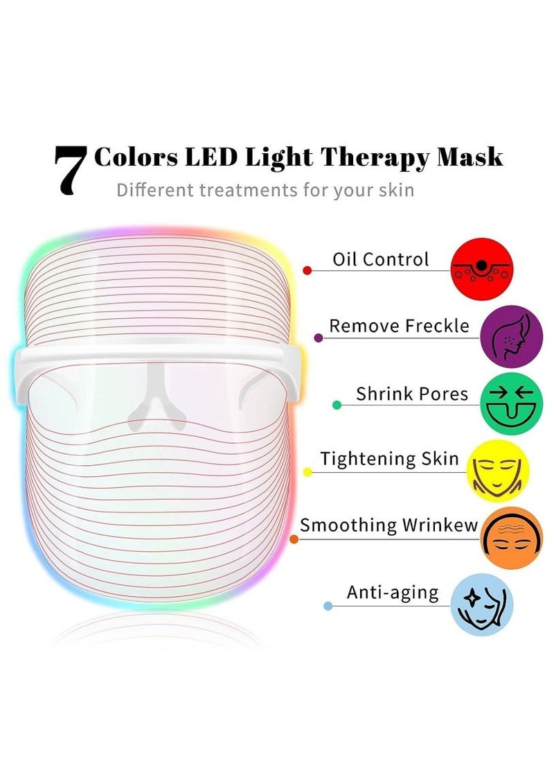 general LED Face Mask Light Therapy - 7 Colors L E D Light Therapy Mask Red & Blue Light Therapy for Face Light Mask for Skin Care Portable Rechargeable - Image 2
