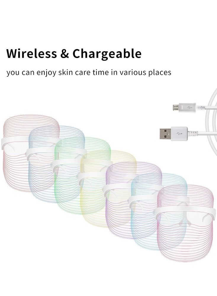 general LED Face Mask Light Therapy - 7 Colors L E D Light Therapy Mask Red & Blue Light Therapy for Face Light Mask for Skin Care Portable Rechargeable - Image 3