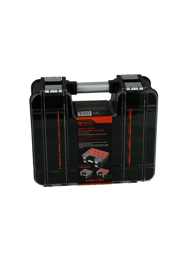 Tactix Double Sided Tool Box with Removable Dividers and Tubs Black and Orange 39cm 320048 - Image 5