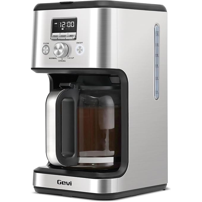 Gevi 14-Cup Drip Coffee Maker, Strong Brew, Glass Carafe, 2H Warm Silver | 14-Cup Drip Maker for Normal & Strong Brew, 2H Keep Warm, Pause & Serve, Auto Shut-Off for Home & Office, Glass Carafe - Image 1