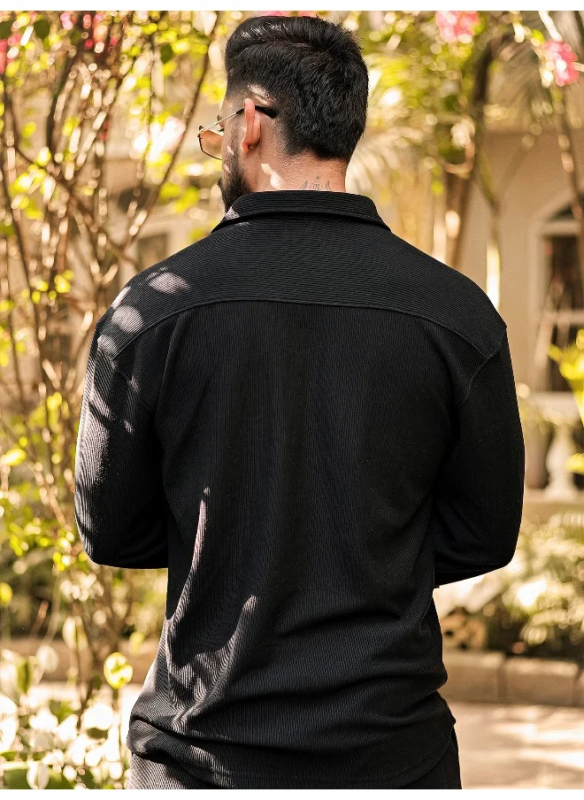 مانياك Mens Solid Black Corduroy fabric Cargo