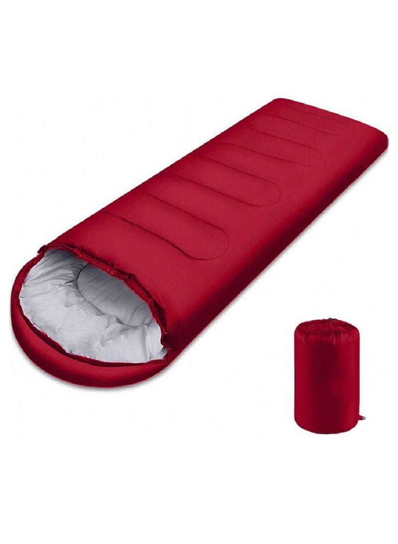 DIGI CORE Outdoor Camping Blanket Camping Sleeping Bag Foldable Lightweight Blanket And Warm Ideal For Outdoors, Travel, Stadium, Festivals And Beach Picnic Blanket Sleeping Blanket Water Resistant Blanket 180X75CM And 30CM Head Space Red - Image 1