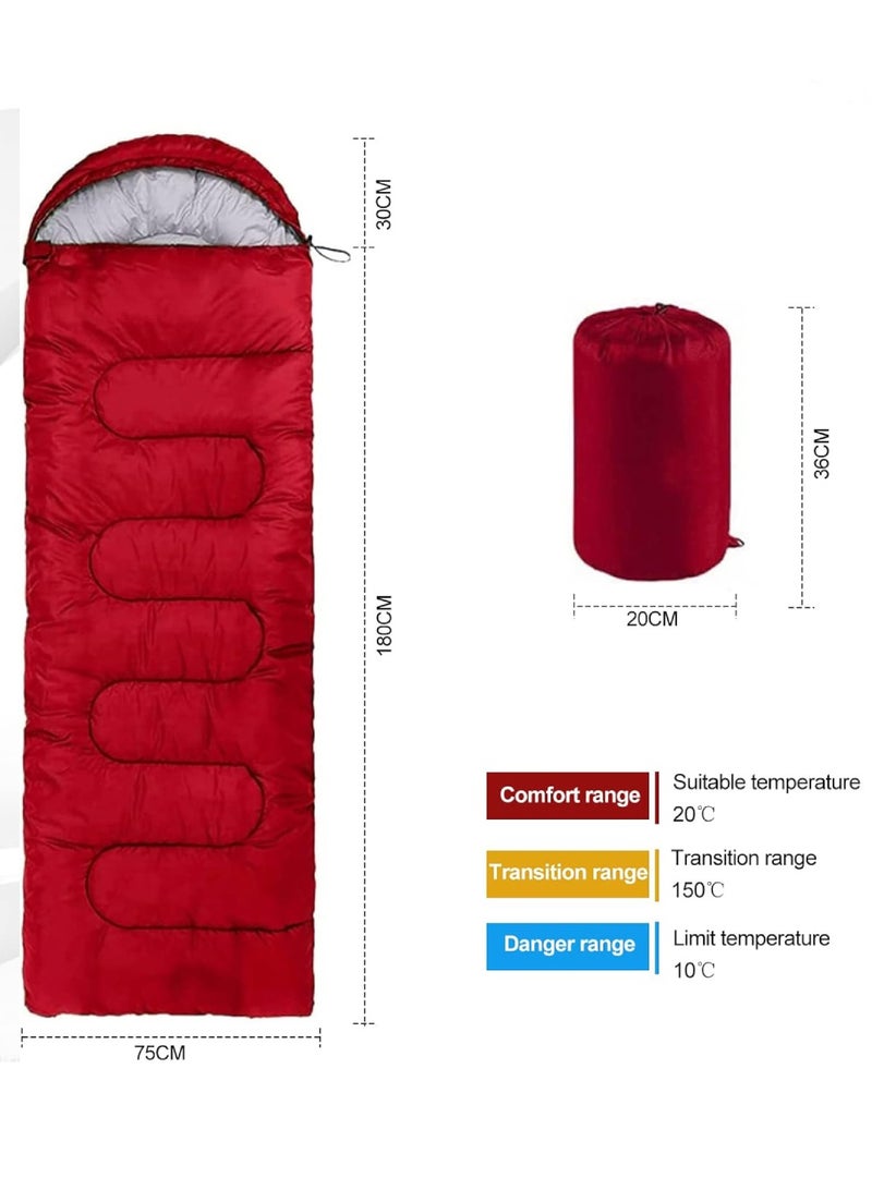 DIGI CORE Outdoor Camping Blanket Camping Sleeping Bag Foldable Lightweight Blanket And Warm Ideal For Outdoors, Travel, Stadium, Festivals And Beach Picnic Blanket Sleeping Blanket Water Resistant Blanket 180X75CM And 30CM Head Space Red - Image 2