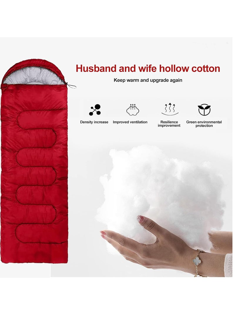 DIGI CORE Outdoor Camping Blanket Camping Sleeping Bag Foldable Lightweight Blanket And Warm Ideal For Outdoors, Travel, Stadium, Festivals And Beach Picnic Blanket Sleeping Blanket Water Resistant Blanket 180X75CM And 30CM Head Space Red - Image 4