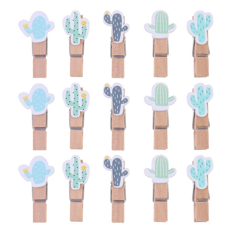 80 Pcs Clips Household Crafts Cartoon Photo Holder Wall Decoration Sealing Clips Light Green (Cactus) - Image 1