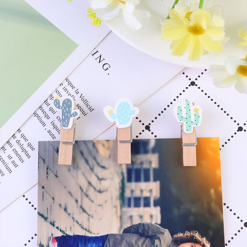 80 Pcs Clips Household Crafts Cartoon Photo Holder Wall Decoration Sealing Clips Light Green (Cactus) - Image 3