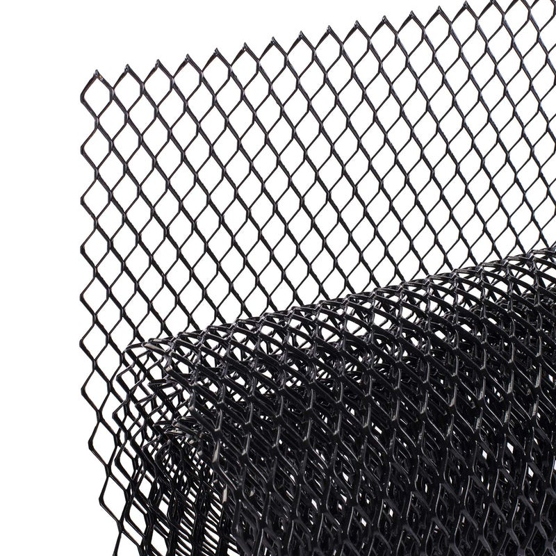 شبكة مشبك السيارة العالمية AggAuto 40x13 من سبائك الألمنيوم إدخال شبكة الصدام 6x12mm ثقب سداسي واحدة من أكثر الشبكات متعددة الوظائف 100x33cm باللون الأسود