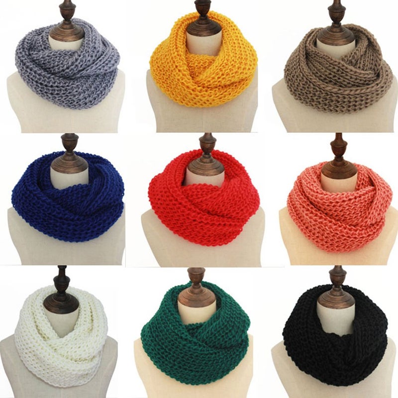 Winter Wool Loop Scarf For Men And Women Dark Grey Thick Knitted Neckerchief - Image 4