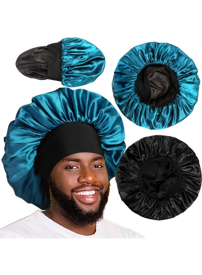 Heniho 2Pcs Bonnets For Men, Double Layer Hair Bonnet Satin Bonnet For Women Curly Hair Braids, A - Image 1