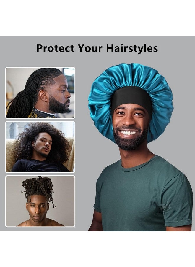 Heniho 2Pcs Bonnets For Men, Double Layer Hair Bonnet Satin Bonnet For Women Curly Hair Braids, A - Image 4