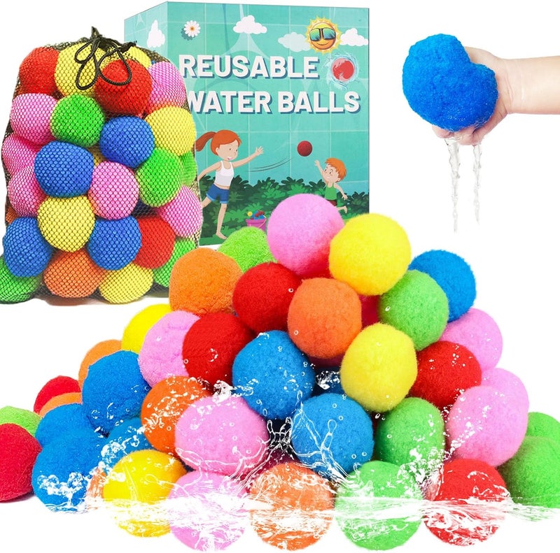 BEFANS 90 Pcs Reusable Water Balls, Reusable Water Balloons for Outdoor Toys and Games, Water Toys for Kids and Adults Boys and Girls - Summer Toys Ball for Pool and Backyard Fun - Image 1