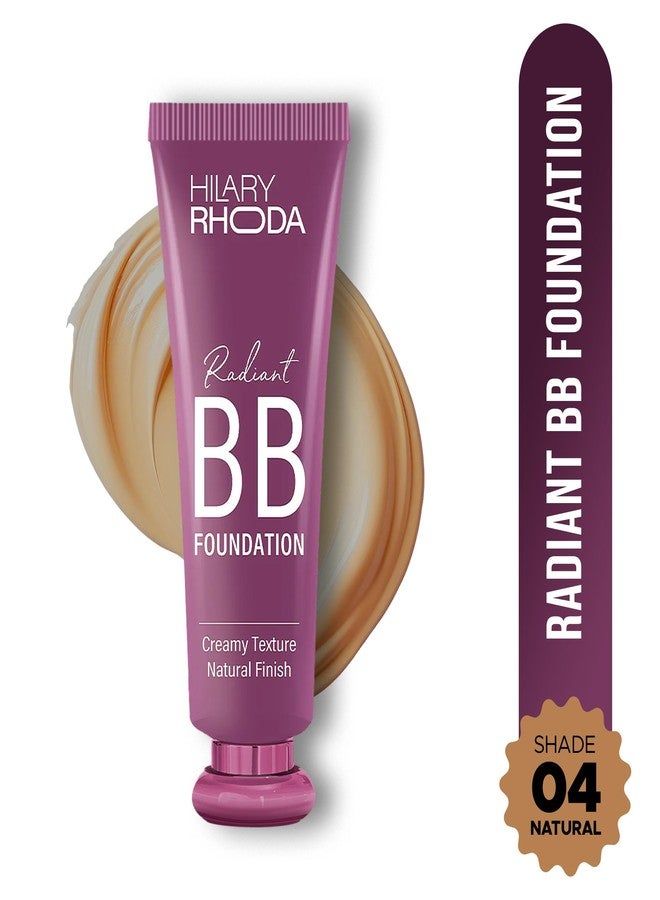 Hilary Rhoda Radiant BB Foundation for Women | 9 to 5 Stay BB Cream | Hides Blemishes & Dark Spots | Blend Easily | Lightweight & Ultra-Creamy Formula | Travel-Friendly & Dewy Finish - 60g (Natural| Shade 04) - Image 2