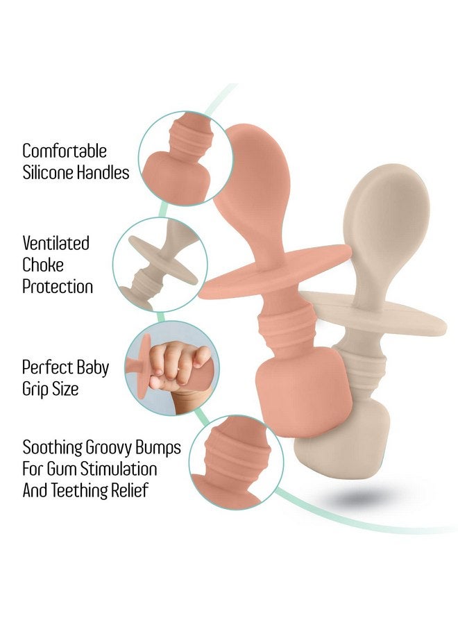 سبريك ملاعق سيليكون للأطفال لفطام الطفل، عبوة من قطعتين، مجموعة ملاعق تغذية الطفل في المرحلة الأولى صديقة للعلكة وخالية من الرصاص والبيسفينول أ والفثالات والبلاستيك، مجموعة هدايا رائعة (صن رايز/بيج فرنسي) - Image 3