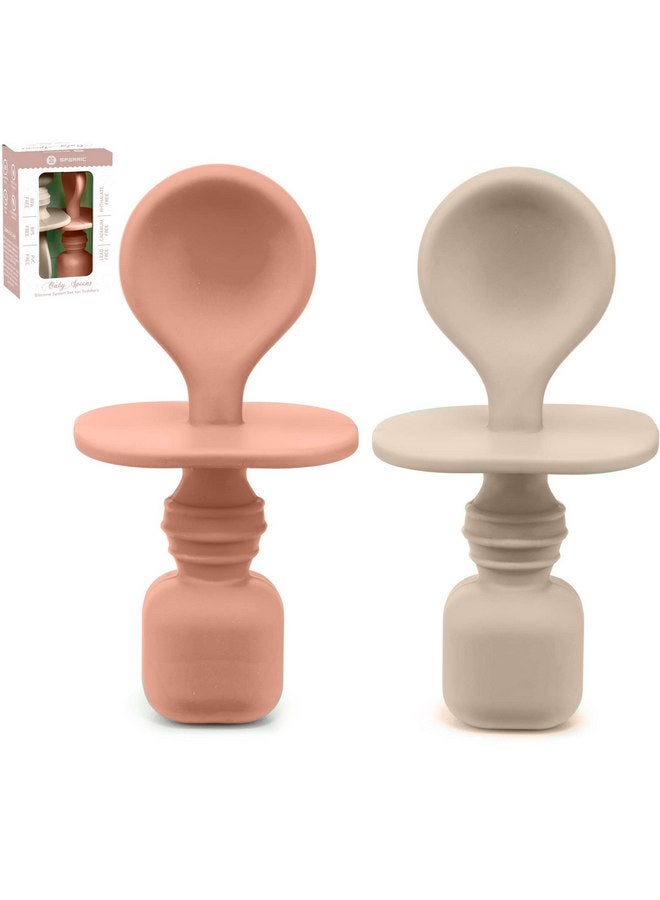 سبريك ملاعق سيليكون للأطفال لفطام الطفل، عبوة من قطعتين، مجموعة ملاعق تغذية الطفل في المرحلة الأولى صديقة للعلكة وخالية من الرصاص والبيسفينول أ والفثالات والبلاستيك، مجموعة هدايا رائعة (صن رايز/بيج فرنسي) - Image 1