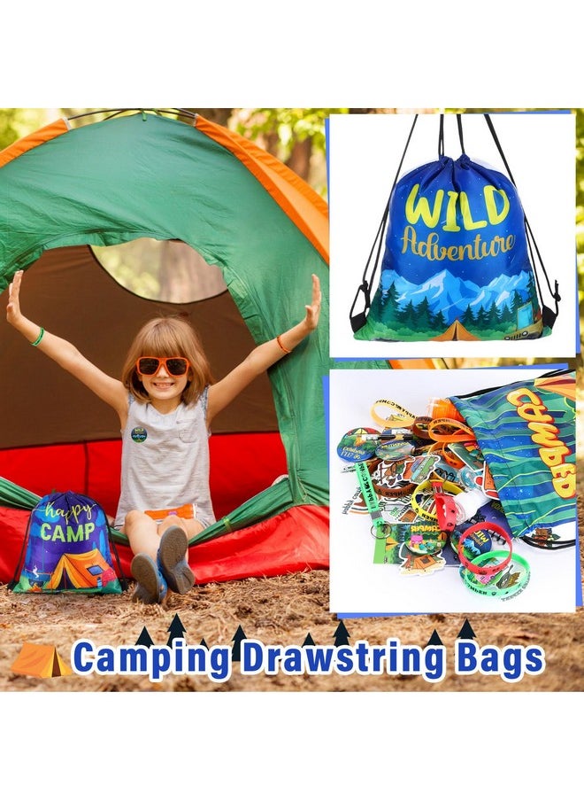 Zhanmai - 140 Pcs Camping Party Favors Include Silicone Bracelets, Stickers, Camping Keychain, Badge, Camouflage Pencils, Spiral Camp Adventure Theme Notepads Drawstring Bags Mini Flashlight For Kids - Image 1