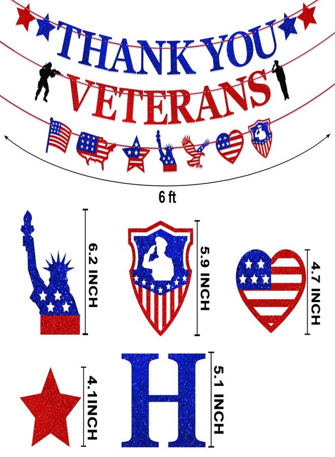 Uflashmi Thank You Veterans Banner, Happy Veterans Day Banner party Decorations for Military Army Employees - Image 2