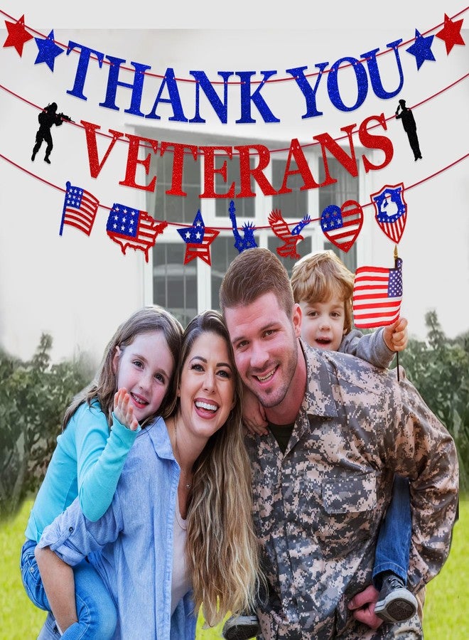 Uflashmi Thank You Veterans Banner, Happy Veterans Day Banner party Decorations for Military Army Employees - Image 5