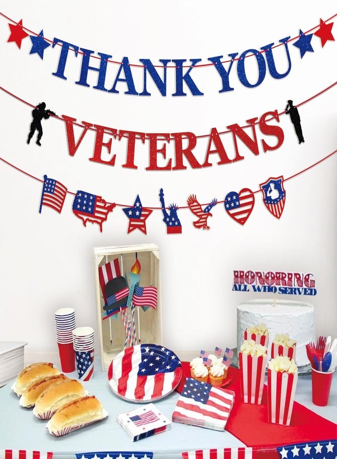 Uflashmi Thank You Veterans Banner, Happy Veterans Day Banner party Decorations for Military Army Employees - Image 3