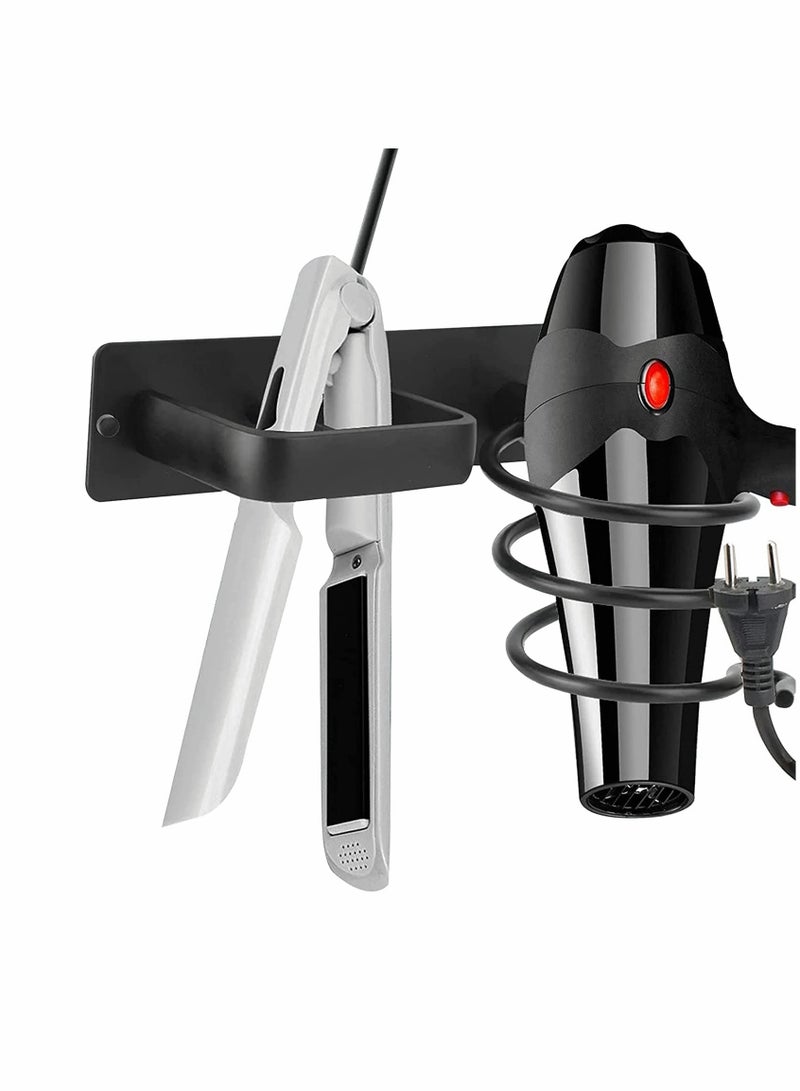 Excefore Hair Dryer Holder Wall Mount Wall Mount Aluminum Hair Blow Dryer Holder Organizer with Straightener Storage Stand Rack Hair Care Styling Tools Organizer Hanger for Bathroom Bedroom - Image 2