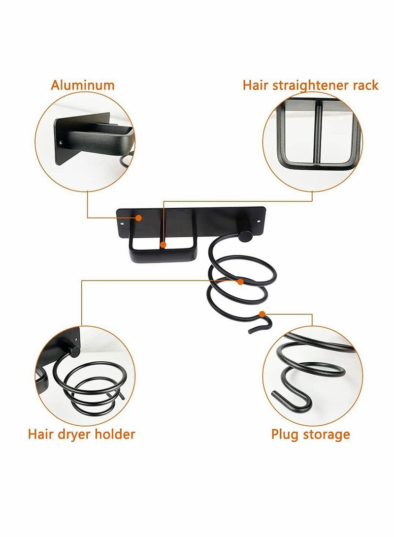 Excefore Hair Dryer Holder Wall Mount Wall Mount Aluminum Hair Blow Dryer Holder Organizer with Straightener Storage Stand Rack Hair Care Styling Tools Organizer Hanger for Bathroom Bedroom - Image 4
