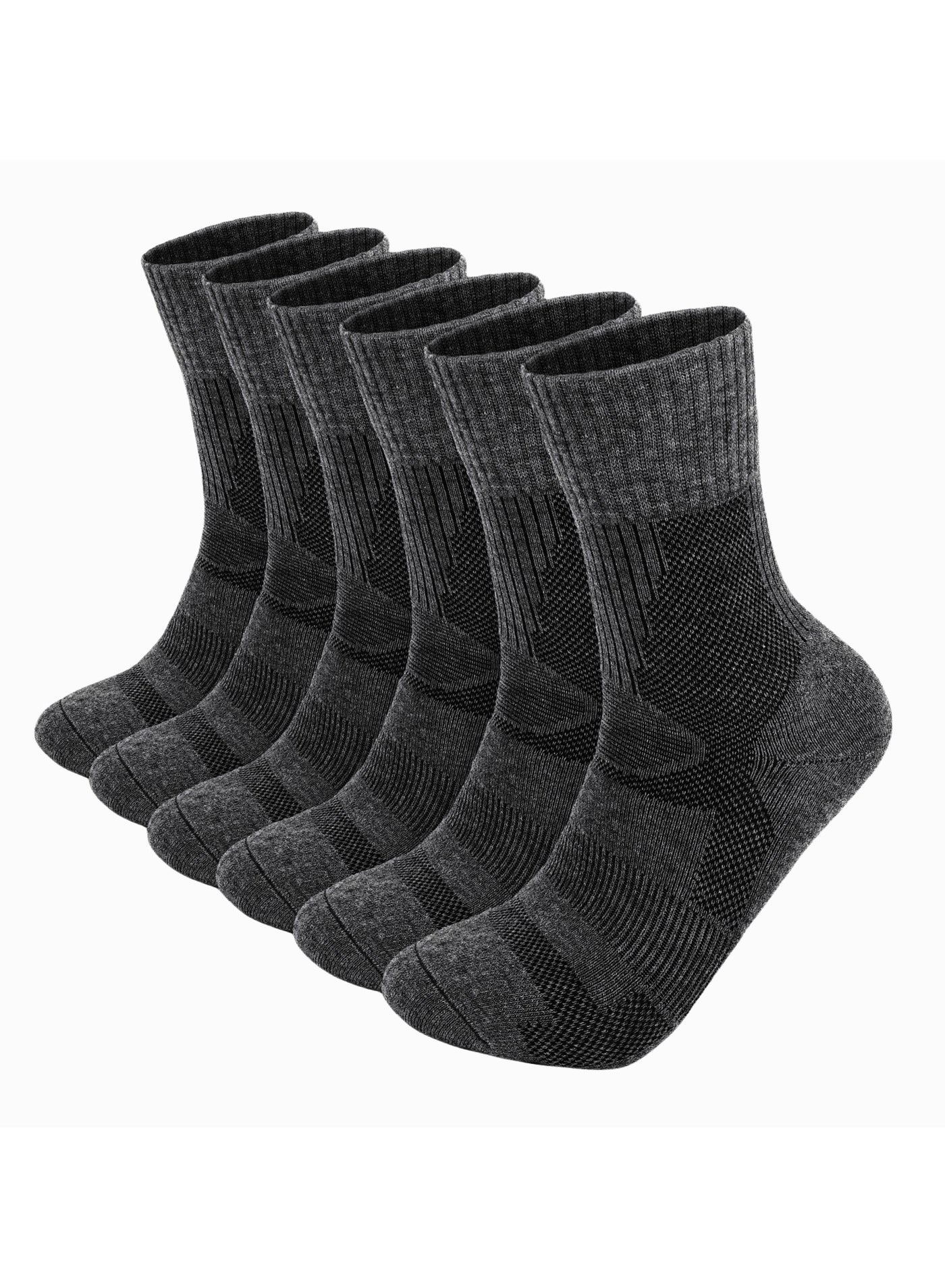 3 Pairs Merino Wool Hiking Socks - Warm Winter Socks for Men & Women, Breathable, Moisture Wicking, Anti-Odor, for Hiking, Running, Skiing (Dark Grey, Mid-Calf Length)