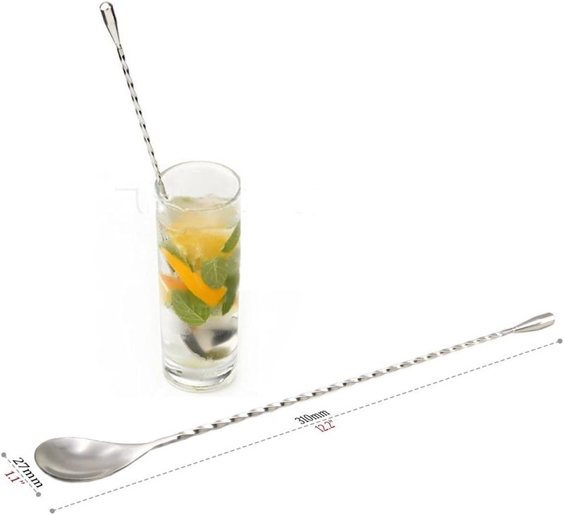 GFDesign 12“ Extra Long Cocktail Mixing Spoon Set Food-Grade 18/8 Stainless Steel Stirrer Spiral Pattern Bar Cocktail Shaker Spoon for Ice Cream Smoothies Malts Milkshakes Juice Coffee Tea Drink - Set of 2 - Image 5